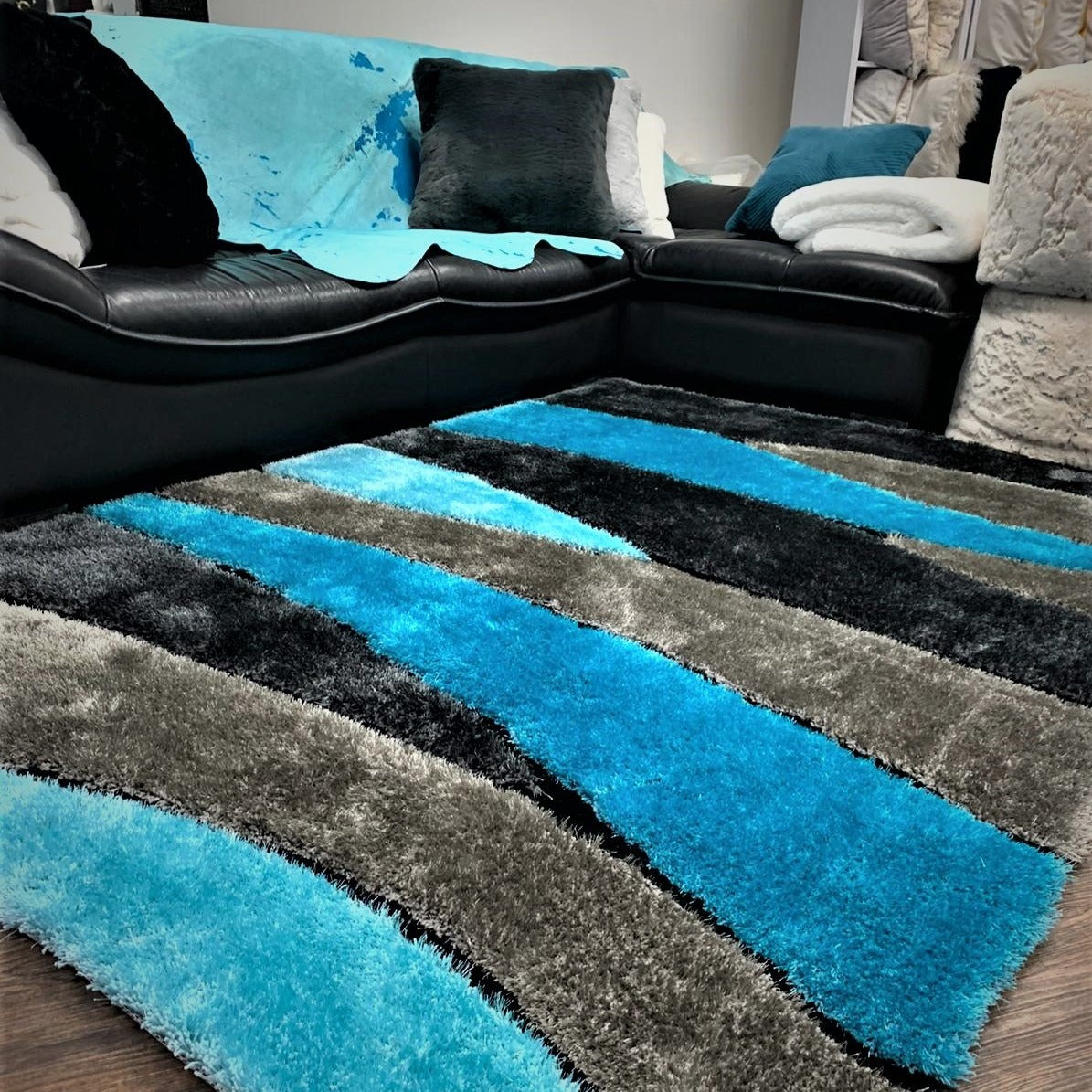 Living Shag Waves Soft Plush Design 3D Effect Area Rug/ Carpet