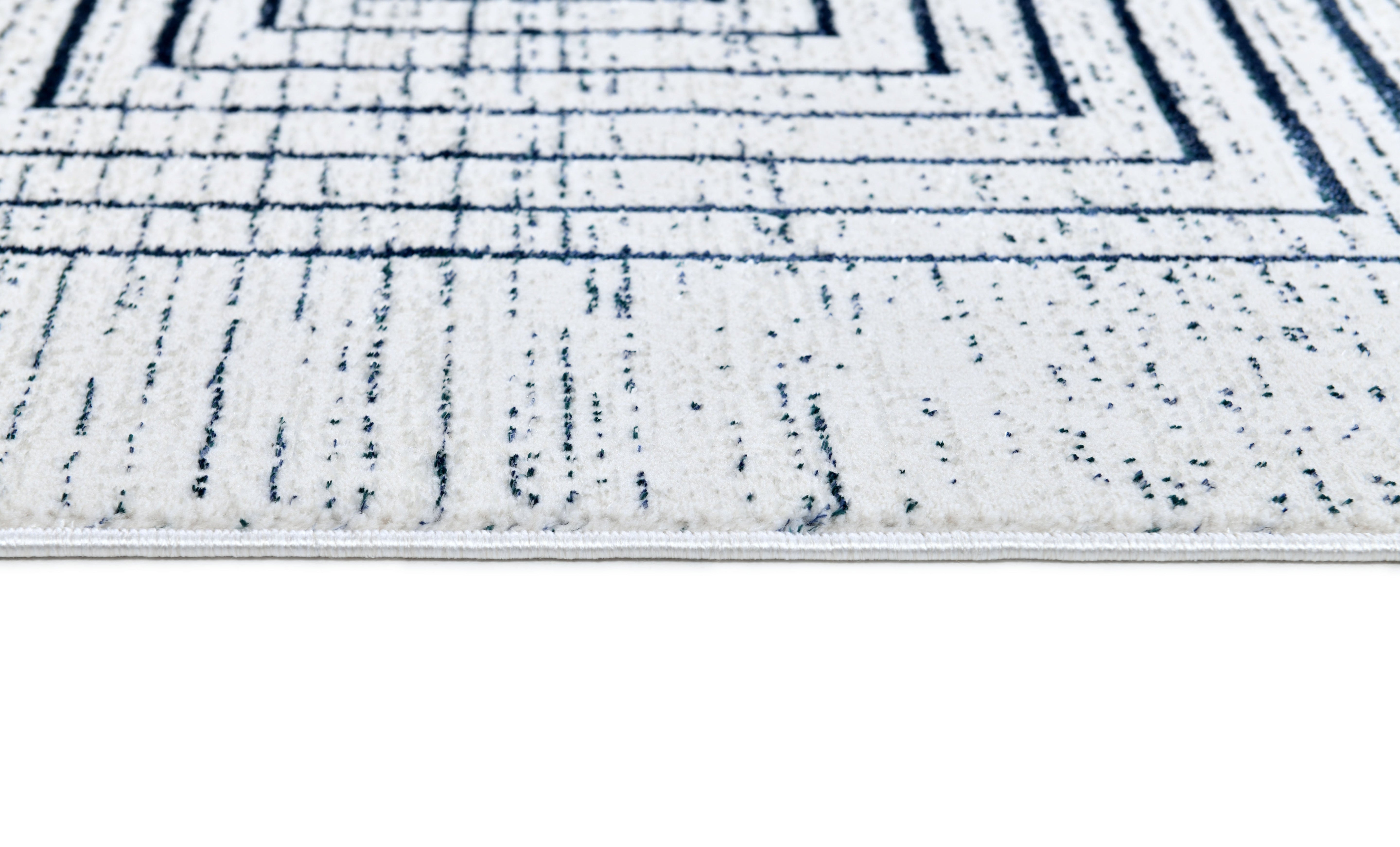 Soft Cream Area Rug Featuring Sheer Blue and Subtle Emerald Geometric Accents - Z329B