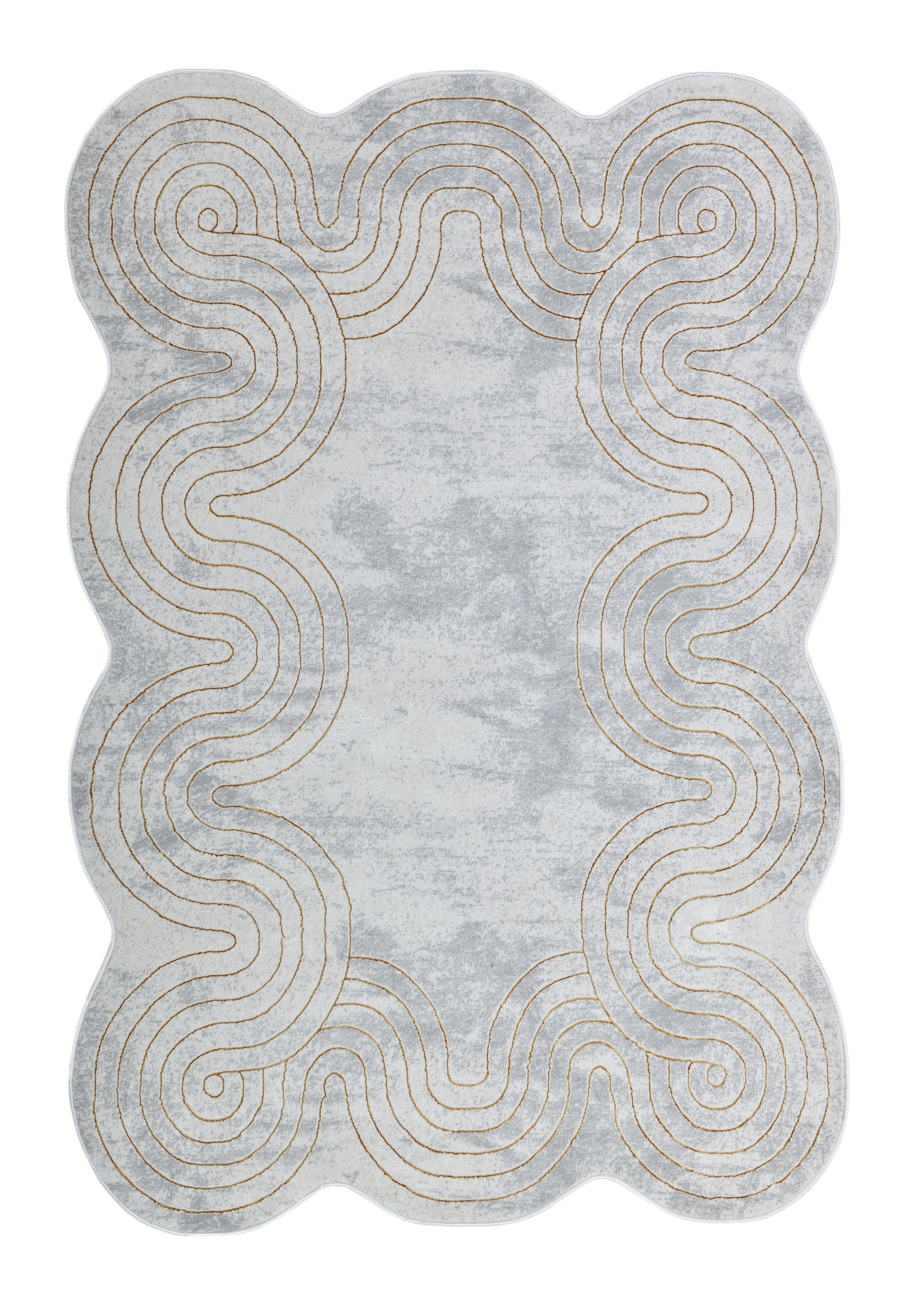 Chic cream Rug with Metallic Gold Accents – Designer Geometric Edge Style - Z325B (POL801)