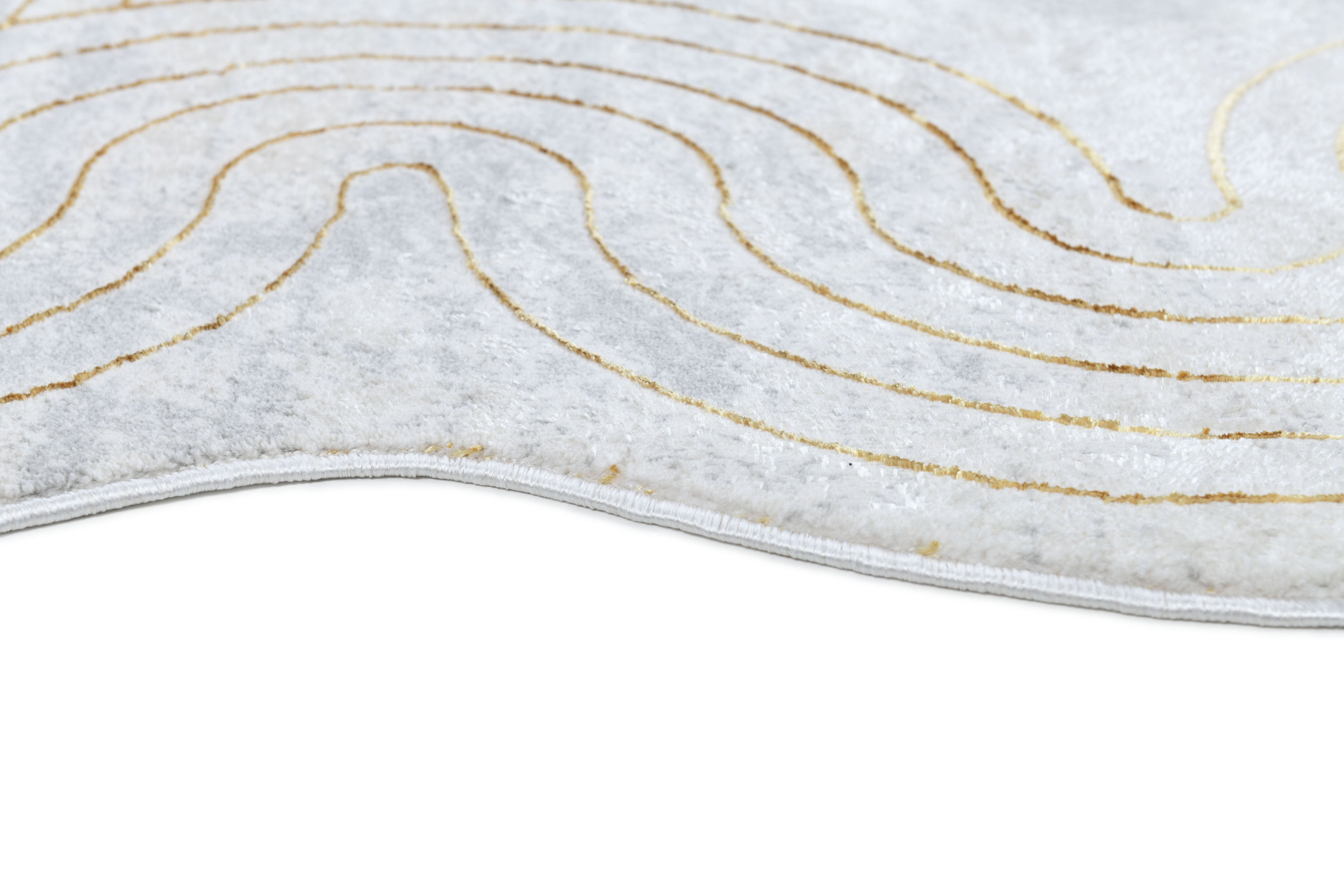 Chic cream Rug with Metallic Gold Accents – Designer Geometric Edge Style - Z325B (POL801)