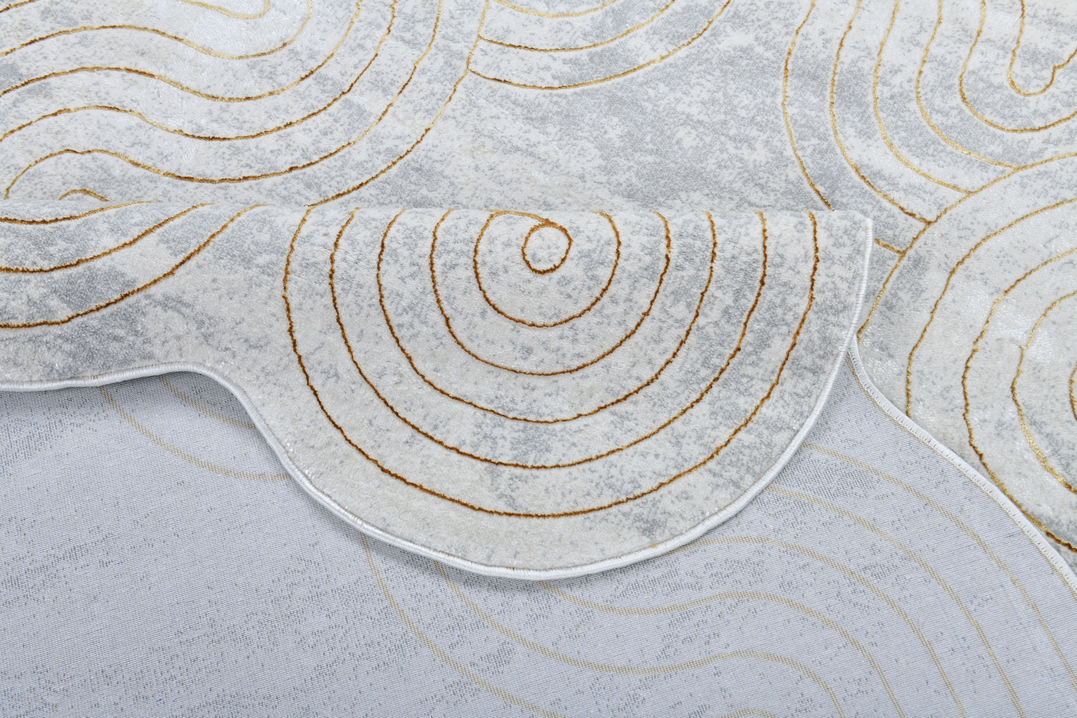 Chic cream Rug with Metallic Gold Accents – Designer Geometric Edge Style - Z325B (POL801)