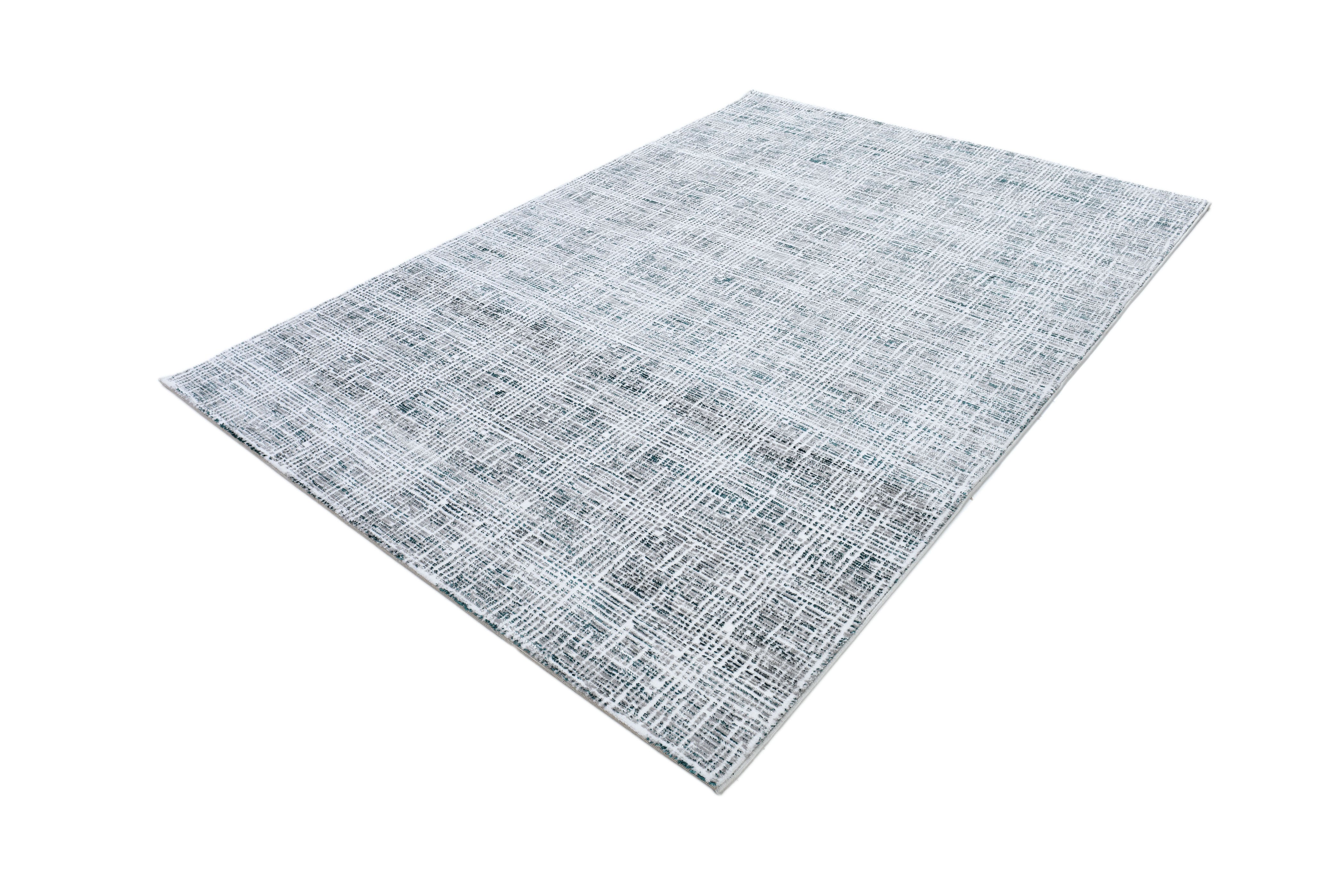 Fresh Cream Rug with Green and Silver Geometric Accents - Z240A
