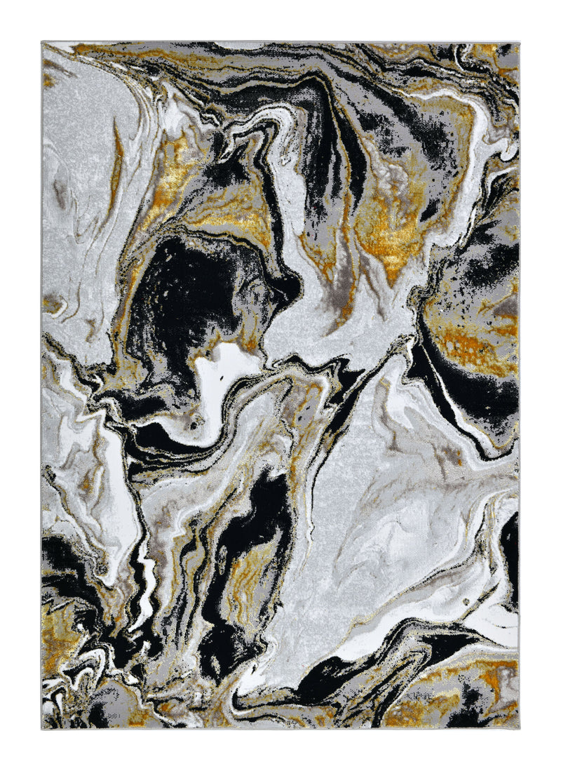 Luxurious fusion of metallic silver, brushed gold, and deep black, abstract marbled design - Z258A (POL803)