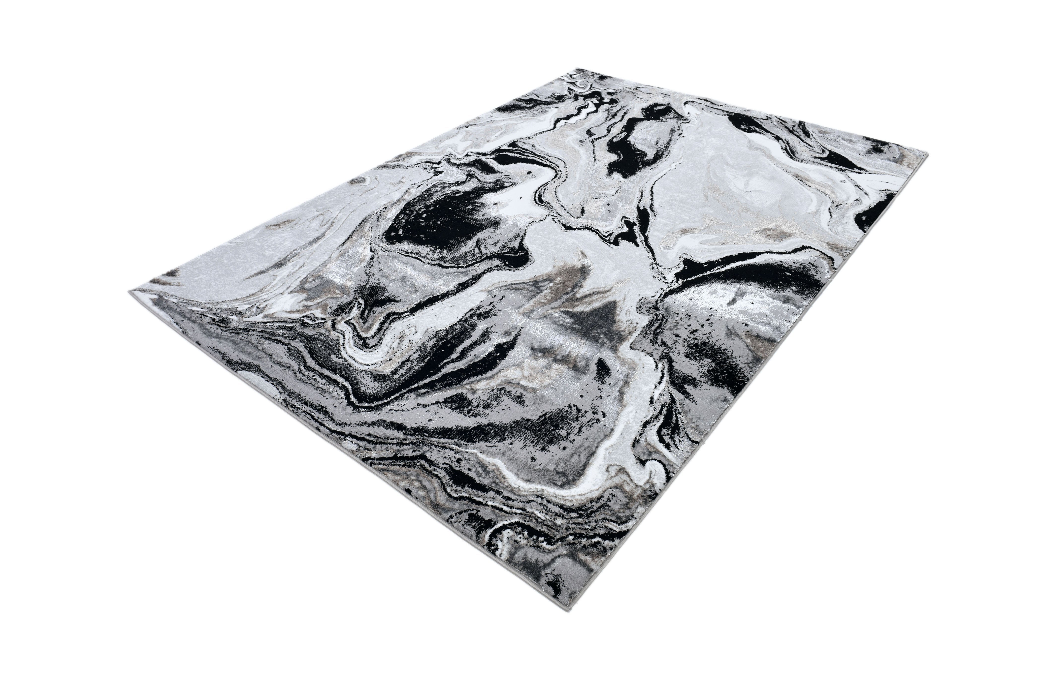 Luxurious fusion of metallic silver, brushed gold, and deep black, abstract marbled design - Z258A (POL803)
