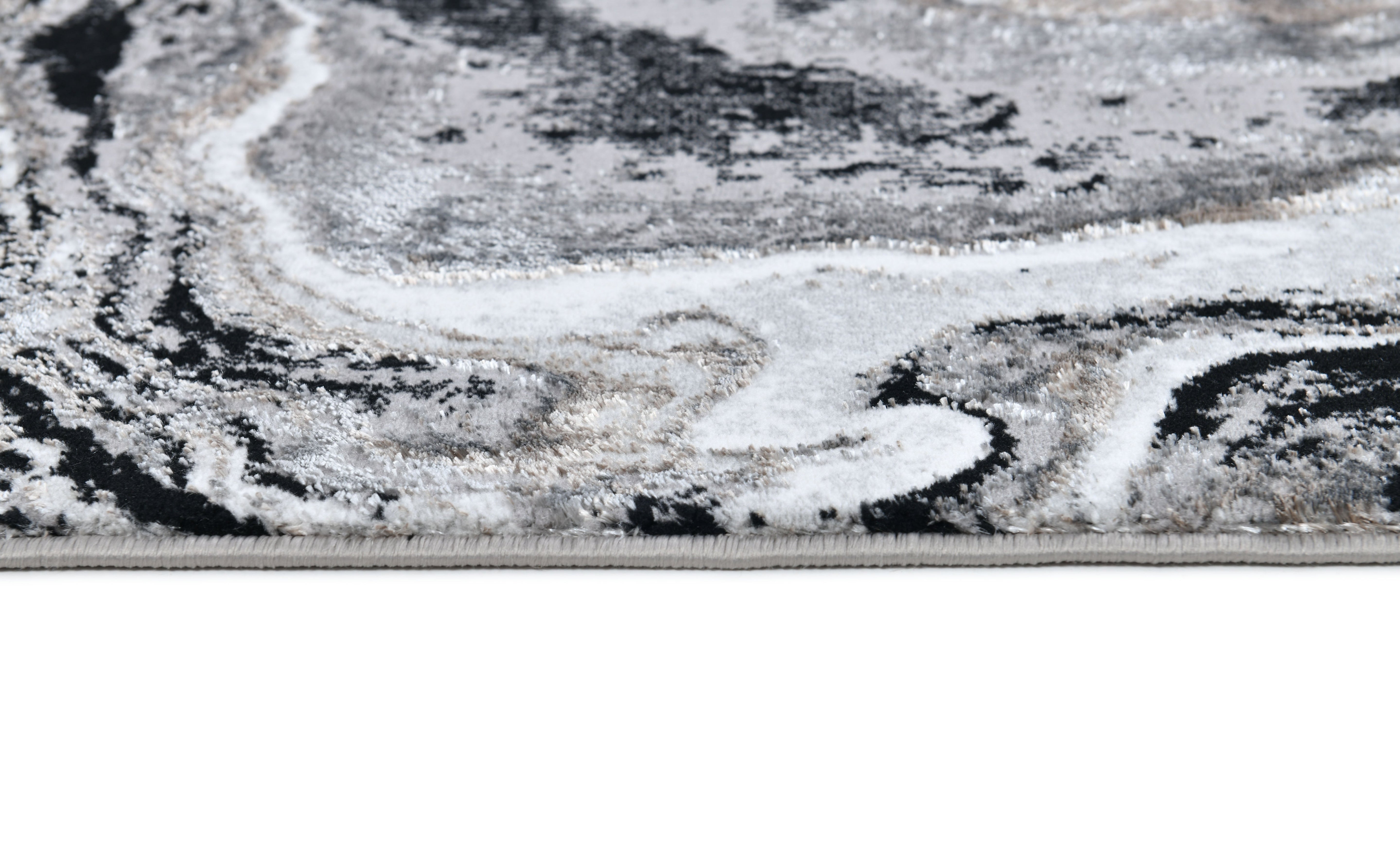 Luxurious fusion of metallic silver, brushed gold, and deep black, abstract marbled design - Z258A (POL803)