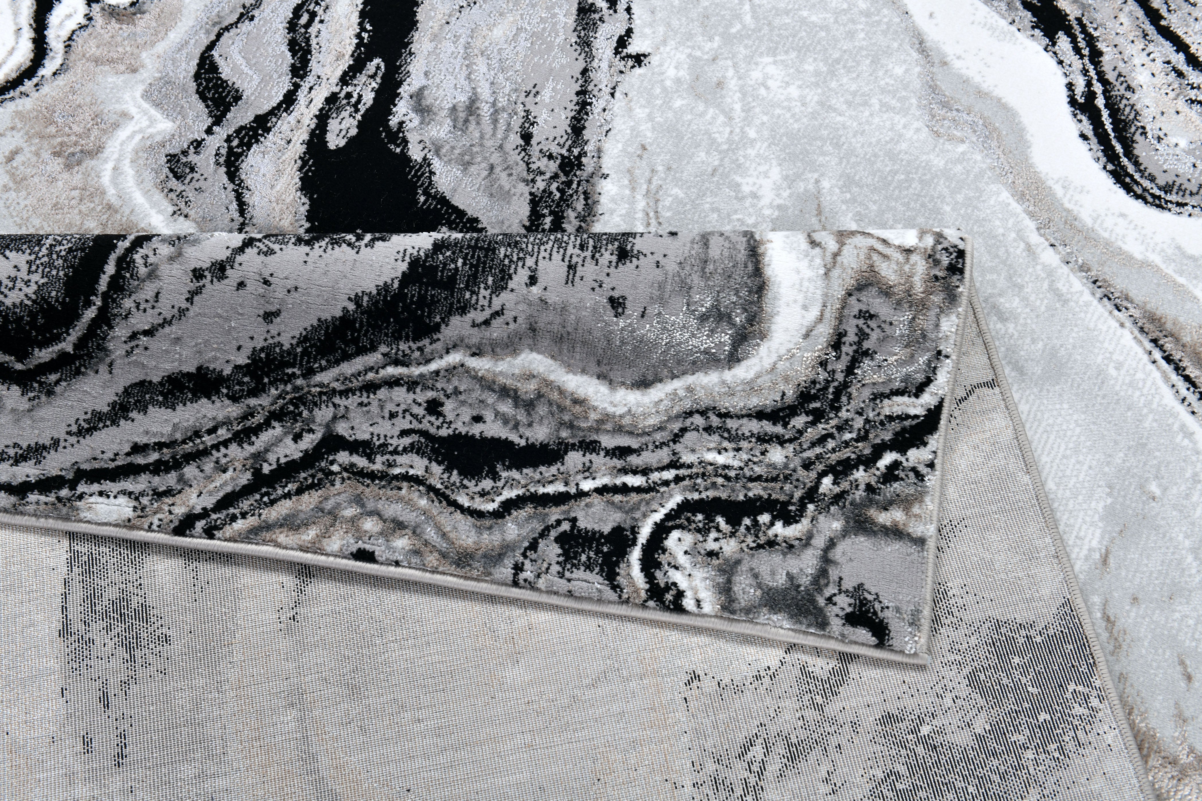 Luxurious fusion of metallic silver, brushed gold, and deep black, abstract marbled design - Z258A (POL803)