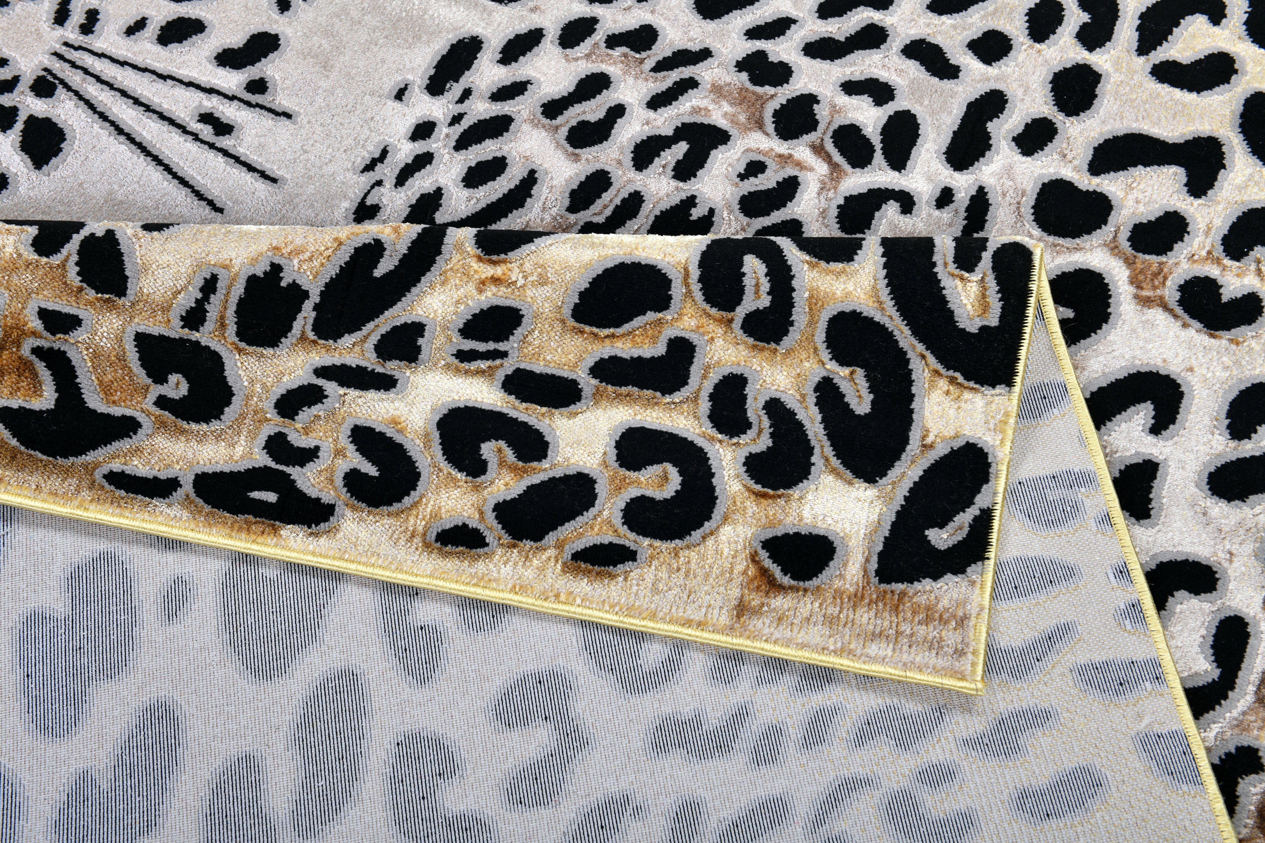 Luxury Soft-Touch Rug in Bronze, Metallic, Copper & Black Cheetah (Feline) Print Design - Z340A (POL806)