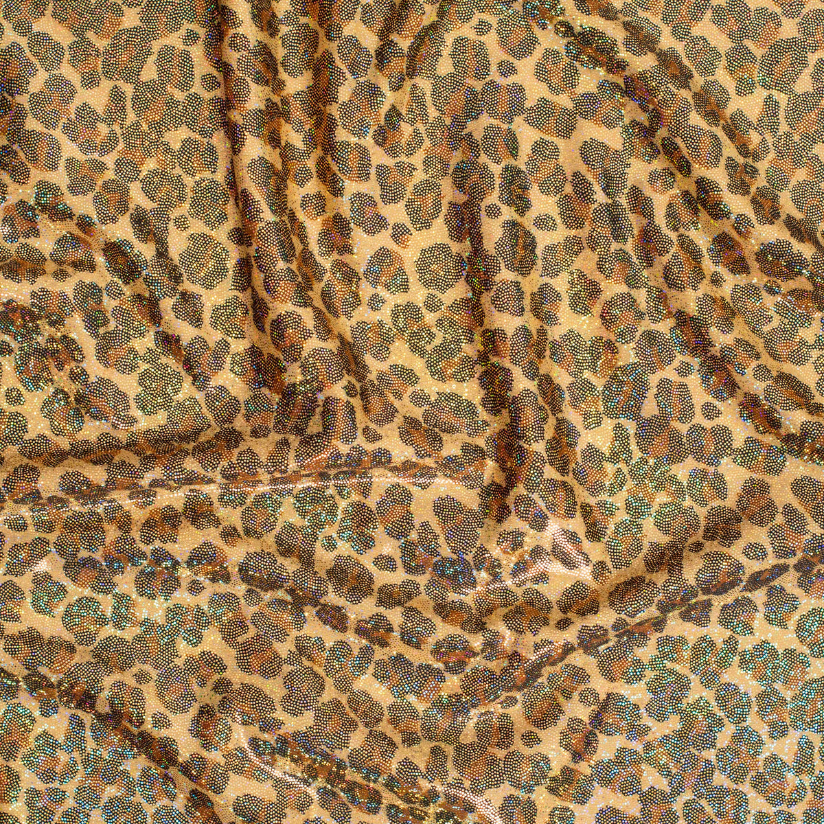 Leopard Hologram in Stretch Poly Spandex tricot Fabric | Spandex Palace