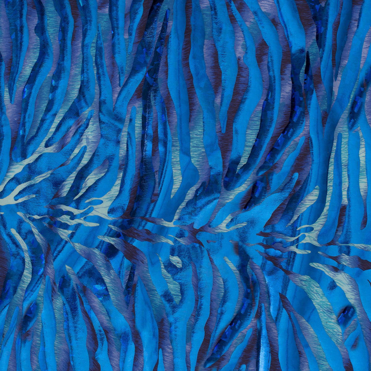 Zebra 4-Way Flex Disco Holo Foil Poly Spandex Fabric | Spandex Palace
