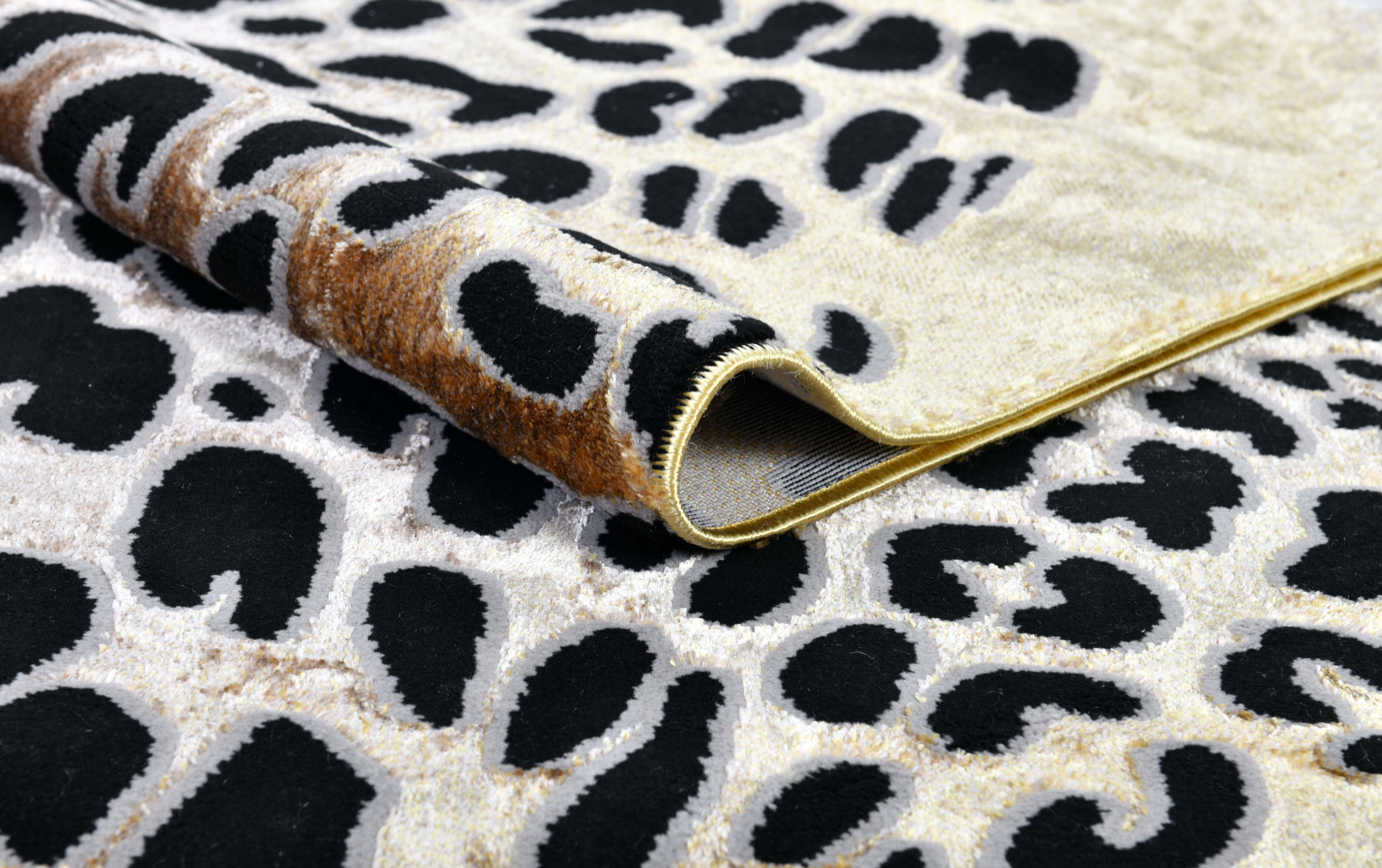 Luxury Soft-Touch Rug in Bronze, Metallic, Copper & Black Cheetah (Feline) Print Design - Z340A (POL806)