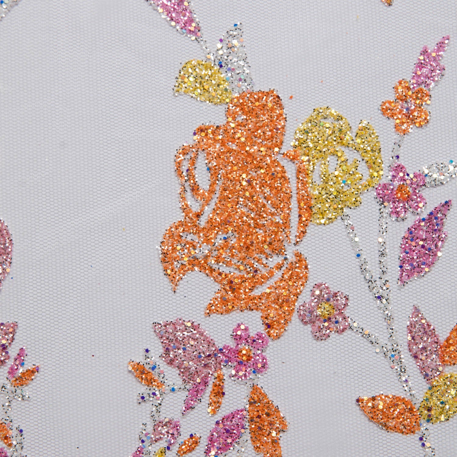 Tulle Lace Fabric with Multicolor Glitter and Floral Design 58" Wide | Exquisite Fabric