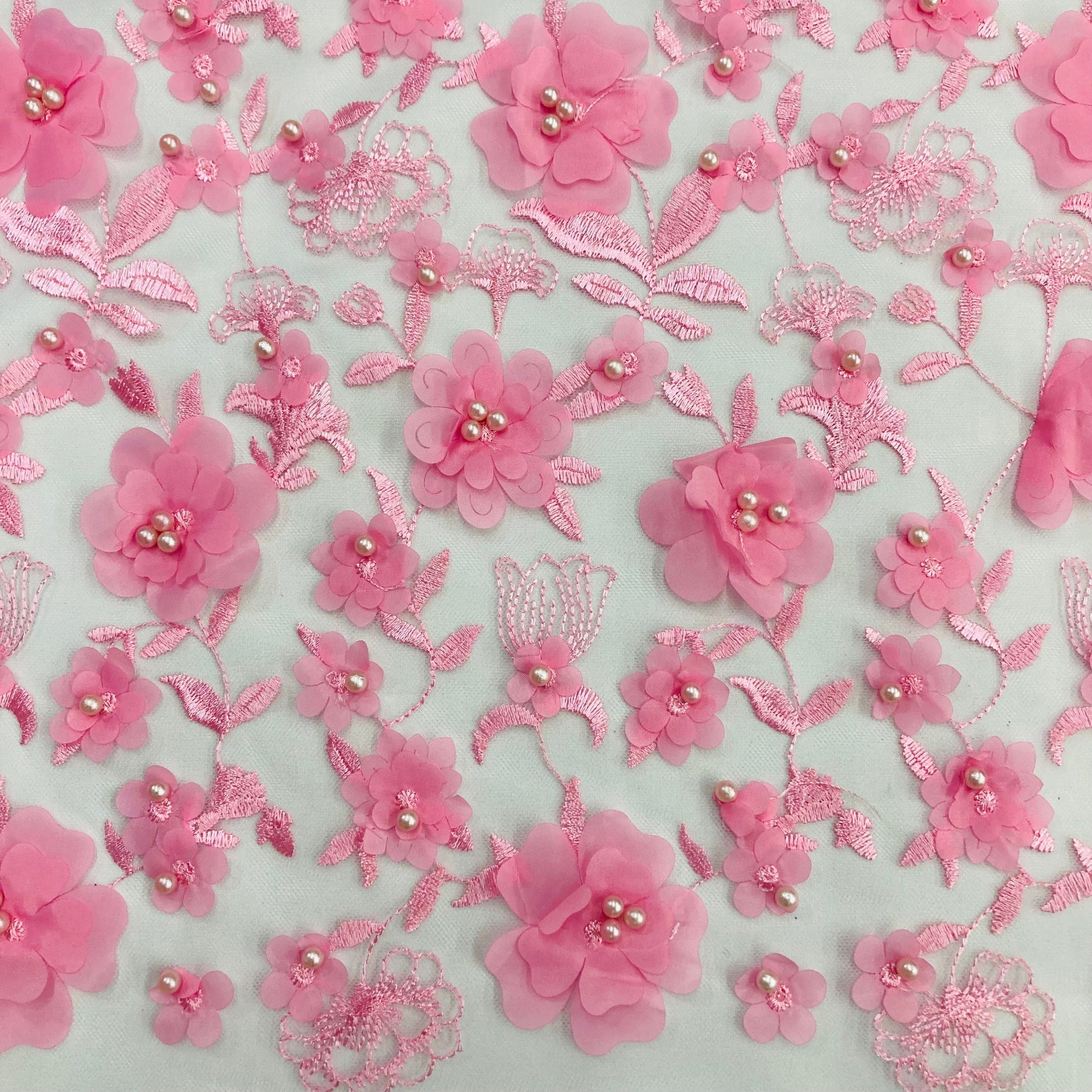 Beaded 3D Floral Lace Fabric – For Bridal, Quinceañera & Dance Dresses | Lace USA - GD-241