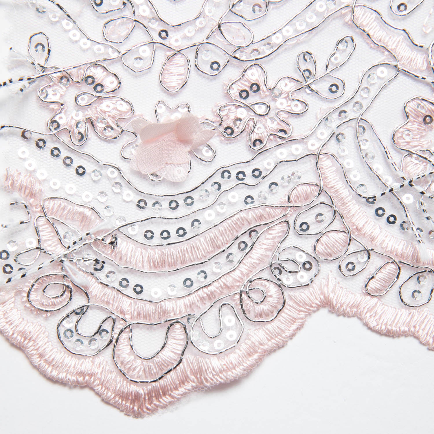 Tulle Lace Fabric Embroidered with Applique and Intricate 3D Pattern 52" Wide | Exquisite Fabric