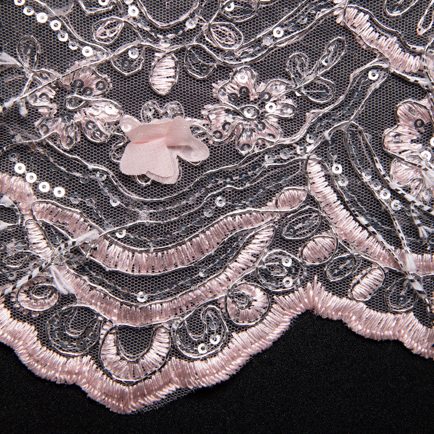 Tulle Lace Fabric Embroidered with Applique and Intricate 3D Pattern 52" Wide | Exquisite Fabric