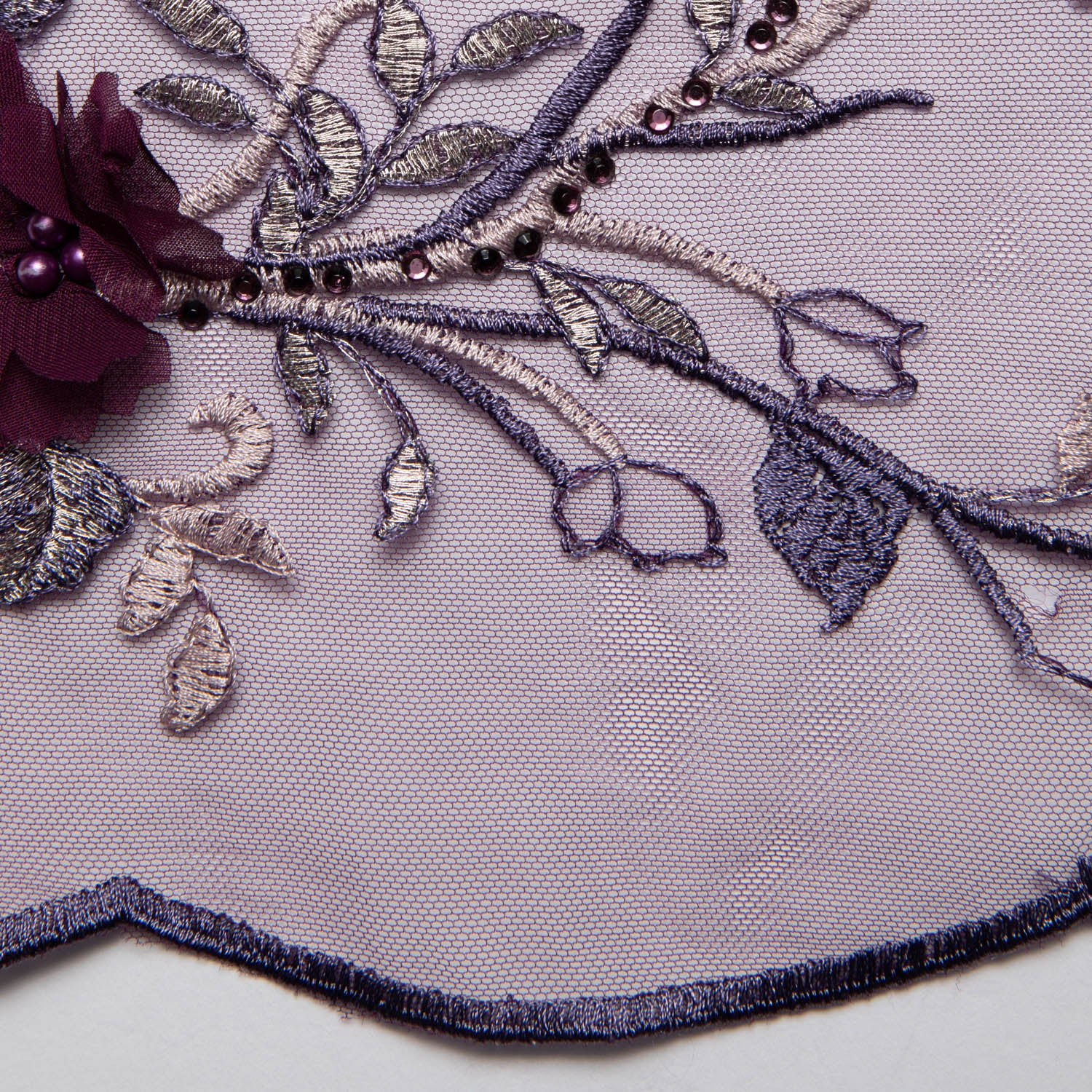 Tulle Lace Fabric with Two Tone Embroidered and Splendid 3D Floral Pattern 52" Wide | Exquisite Fabric