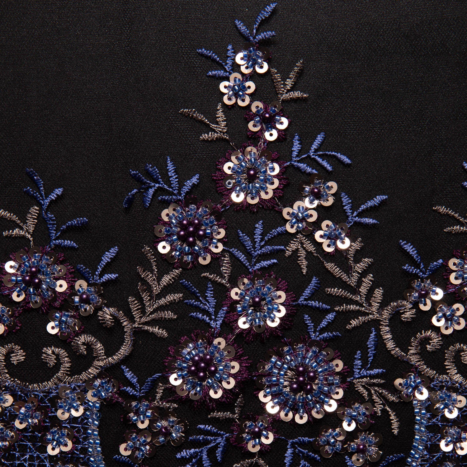 Tulle Lace Fabric Embroidered with Sequins and Sophisticated Pattern 52" Wide | Exquisite Fabric