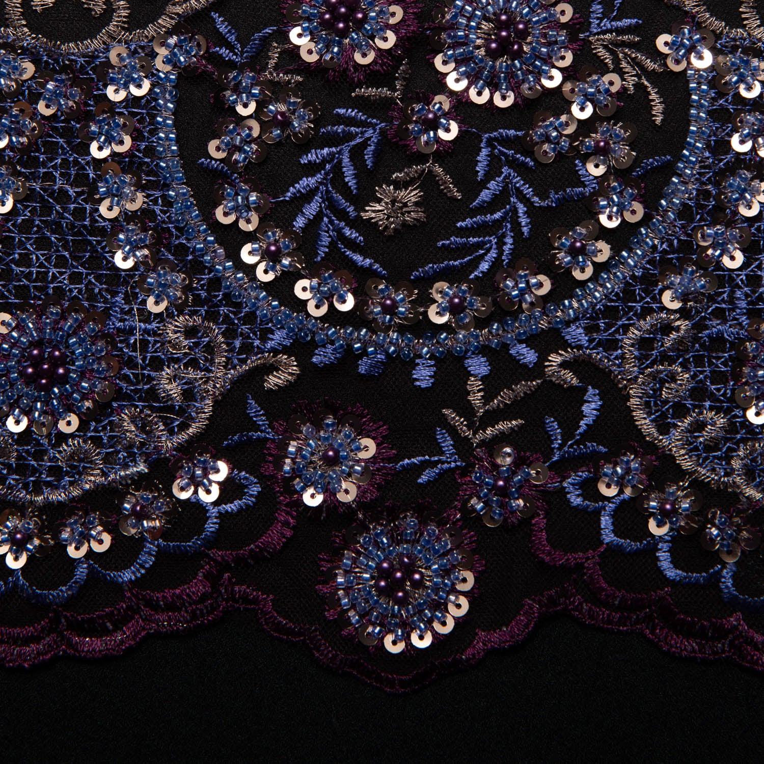 Tulle Lace Fabric Embroidered with Sequins and Sophisticated Pattern 52" Wide | Exquisite Fabric
