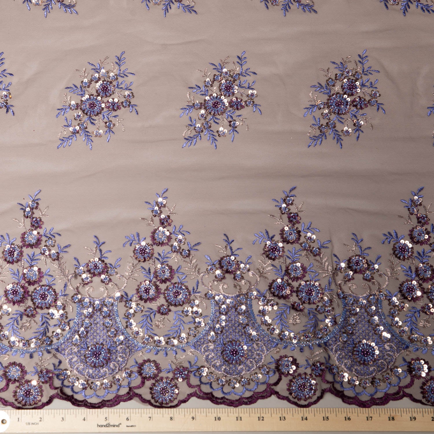 Tulle Lace Fabric Embroidered with Sequins and Sophisticated Pattern 52" Wide | Exquisite Fabric