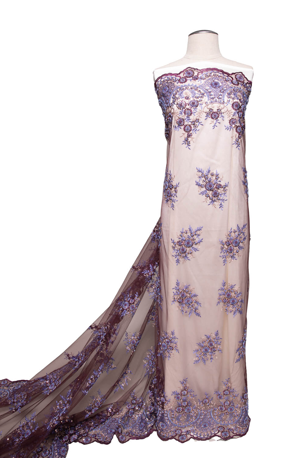 Tulle Lace Fabric Embroidered with Sequins and Sophisticated Pattern 52" Wide | Exquisite Fabric