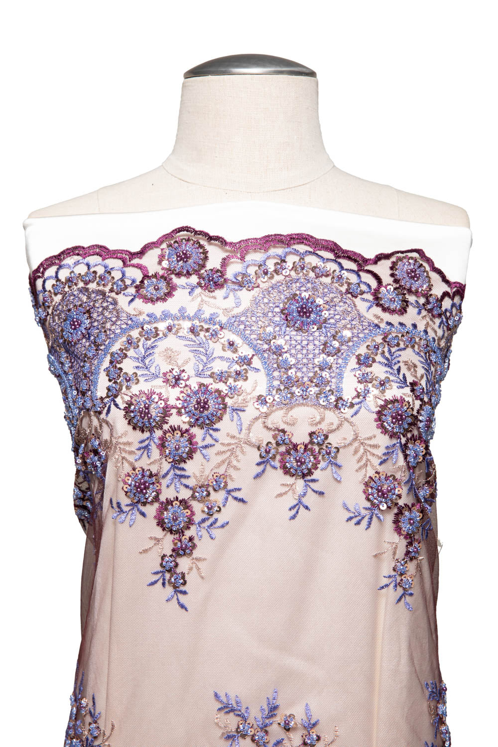 Tulle Lace Fabric Embroidered with Sequins and Sophisticated Pattern 52" Wide | Exquisite Fabric