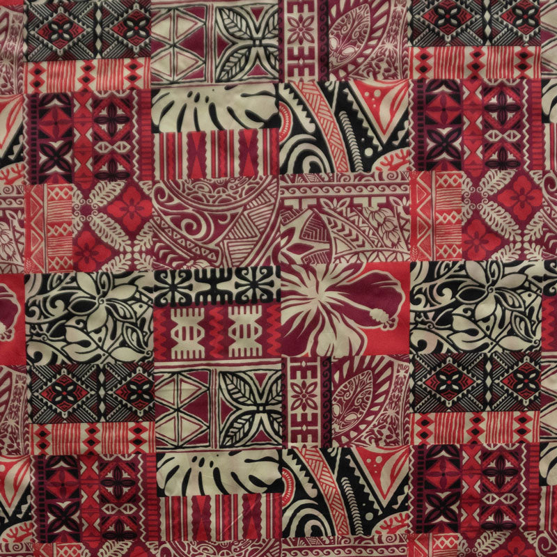 Traditional Polynesian Tapa Design Polyester Fabric # 3 | Islands Fabric