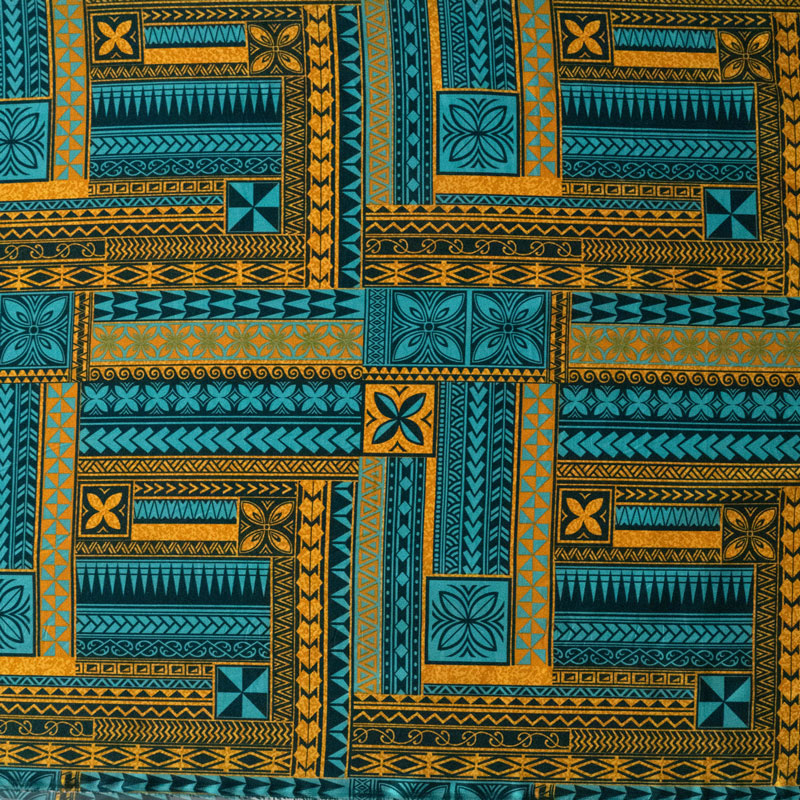 Polynesian Geometric Symmetrical design Peachskin Fabric | Islands Fabric