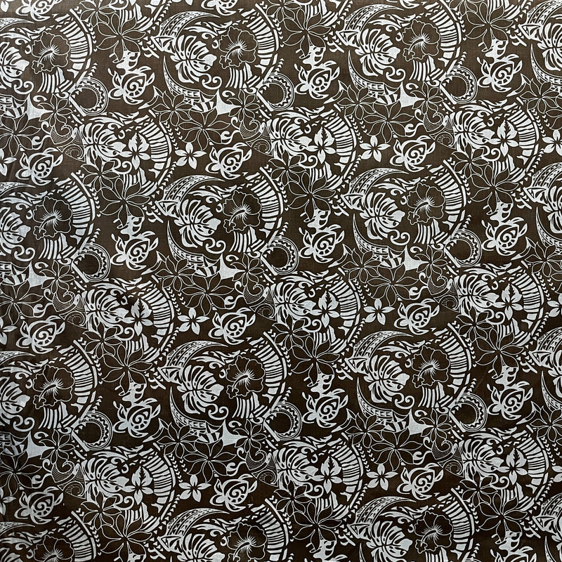 Polynesian Tribal Print Fabric Chambray (Denim Look) | Islands Fabric