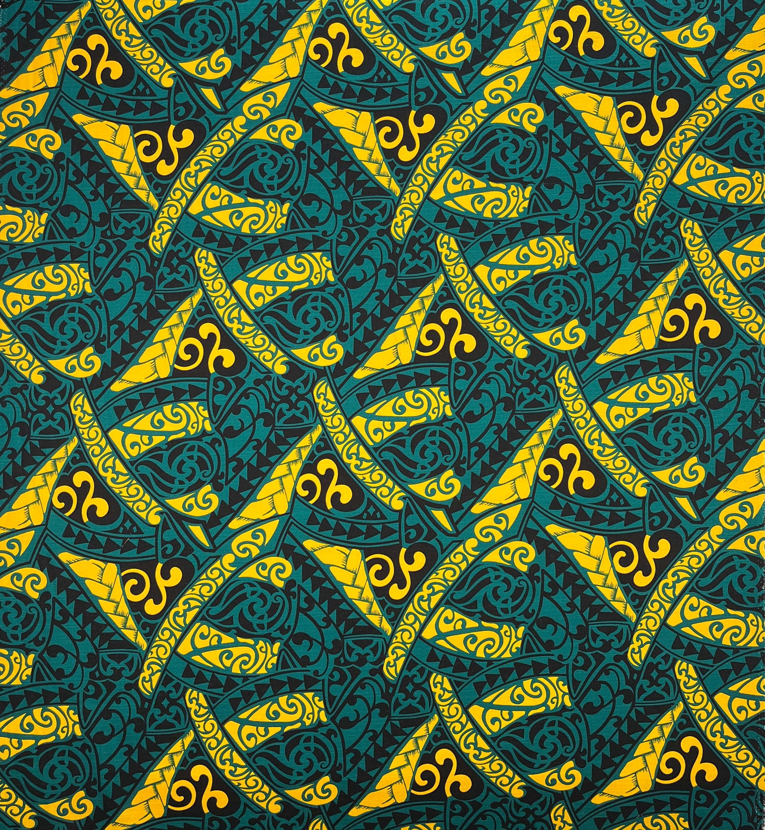Polynesian Tribal Triangle formation Design Light Barkcloth Fabric | Islands Fabric