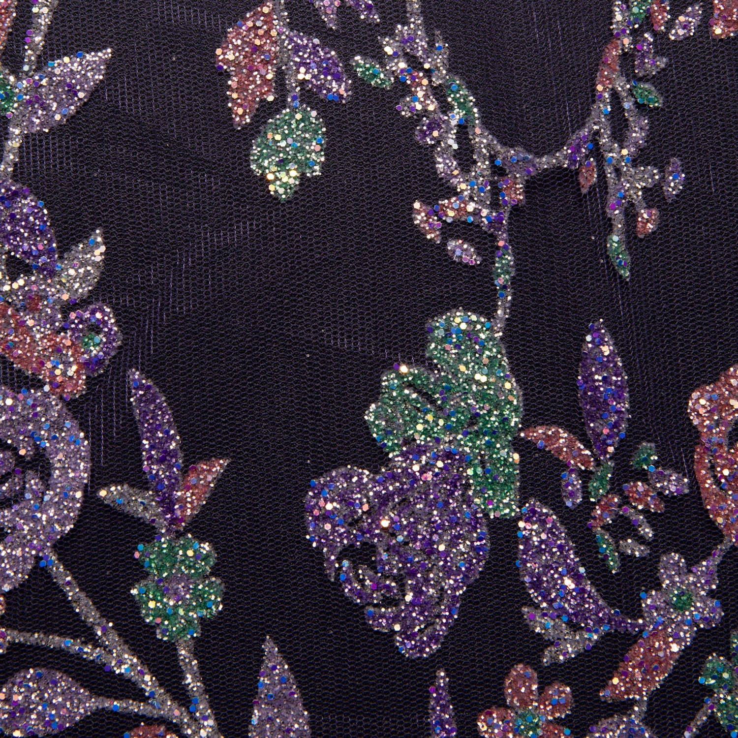 Tulle Lace Fabric with Multicolor Glitter and Floral Design 58" Wide | Exquisite Fabric
