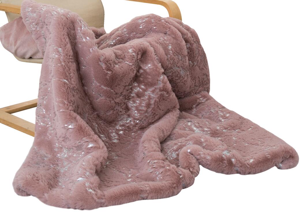 Metallic Golden Scattered Shimmery Design Faux Rabbit Touch Soft Throw Blanket - Coverlet/ Quilt/ Throw/ Bedspread/ Bedcover
