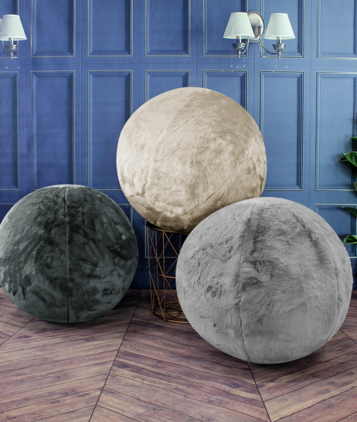 Style & Strength Ball – Chinchilla Faux Fur Seat for Home, Office & Exercise.