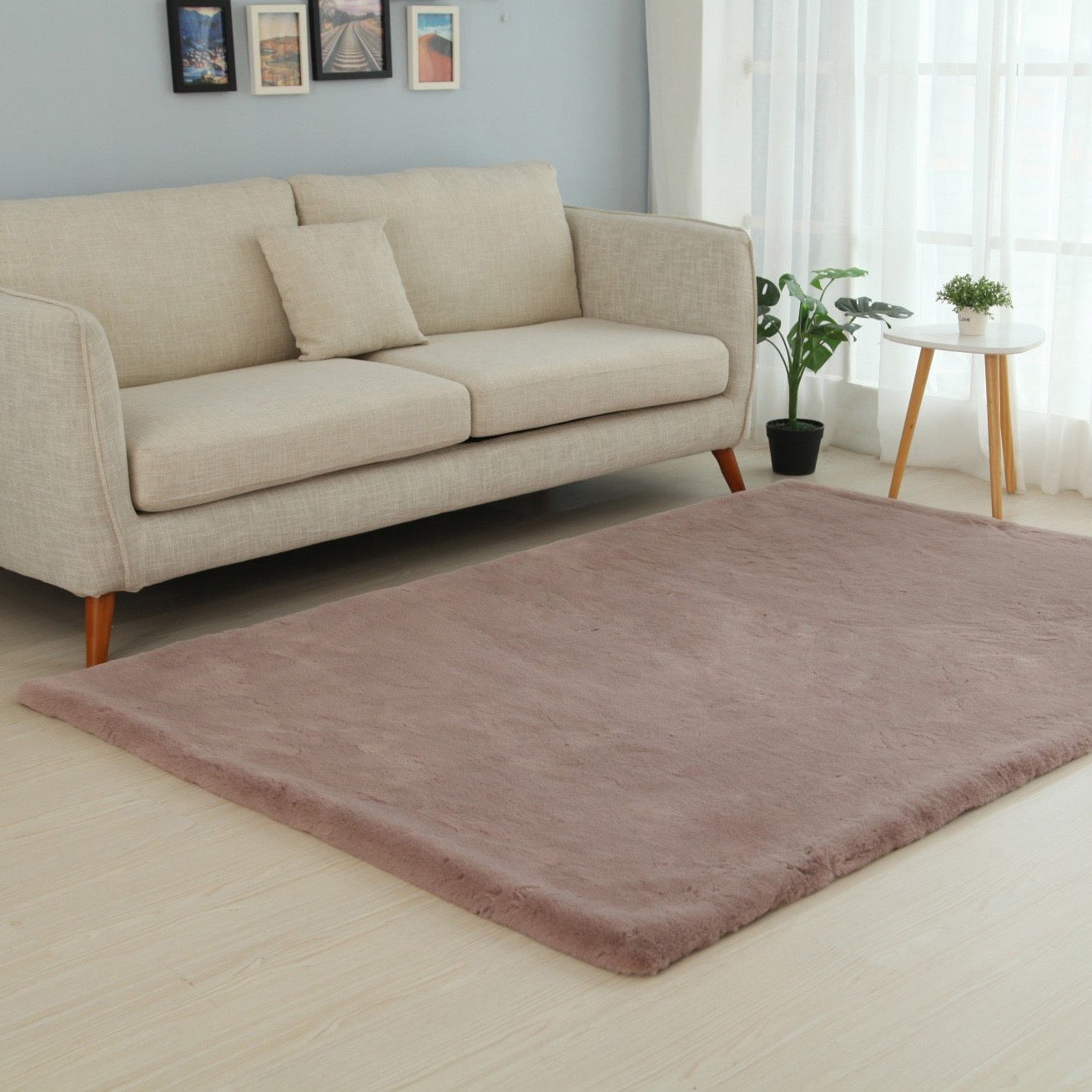 Soft Touch Faux Rabbit, Chinchilla Feel Solid Colors Area Rugs