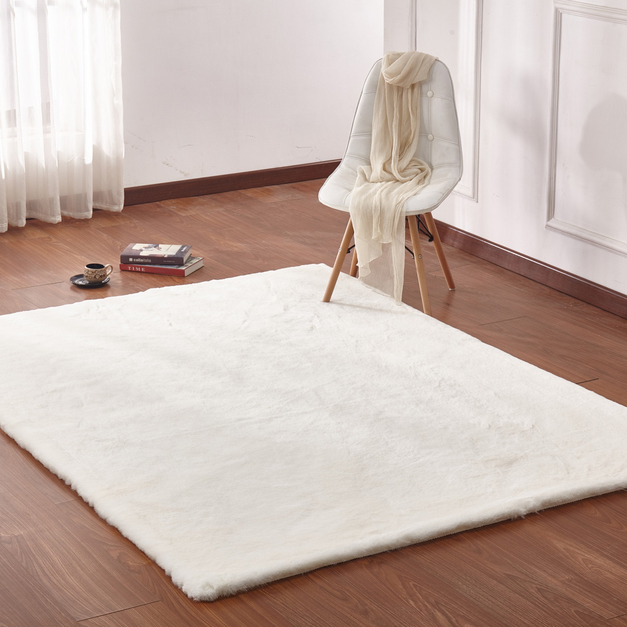 Soft Touch Faux Rabbit, Chinchilla Feel Solid Colors Area Rugs