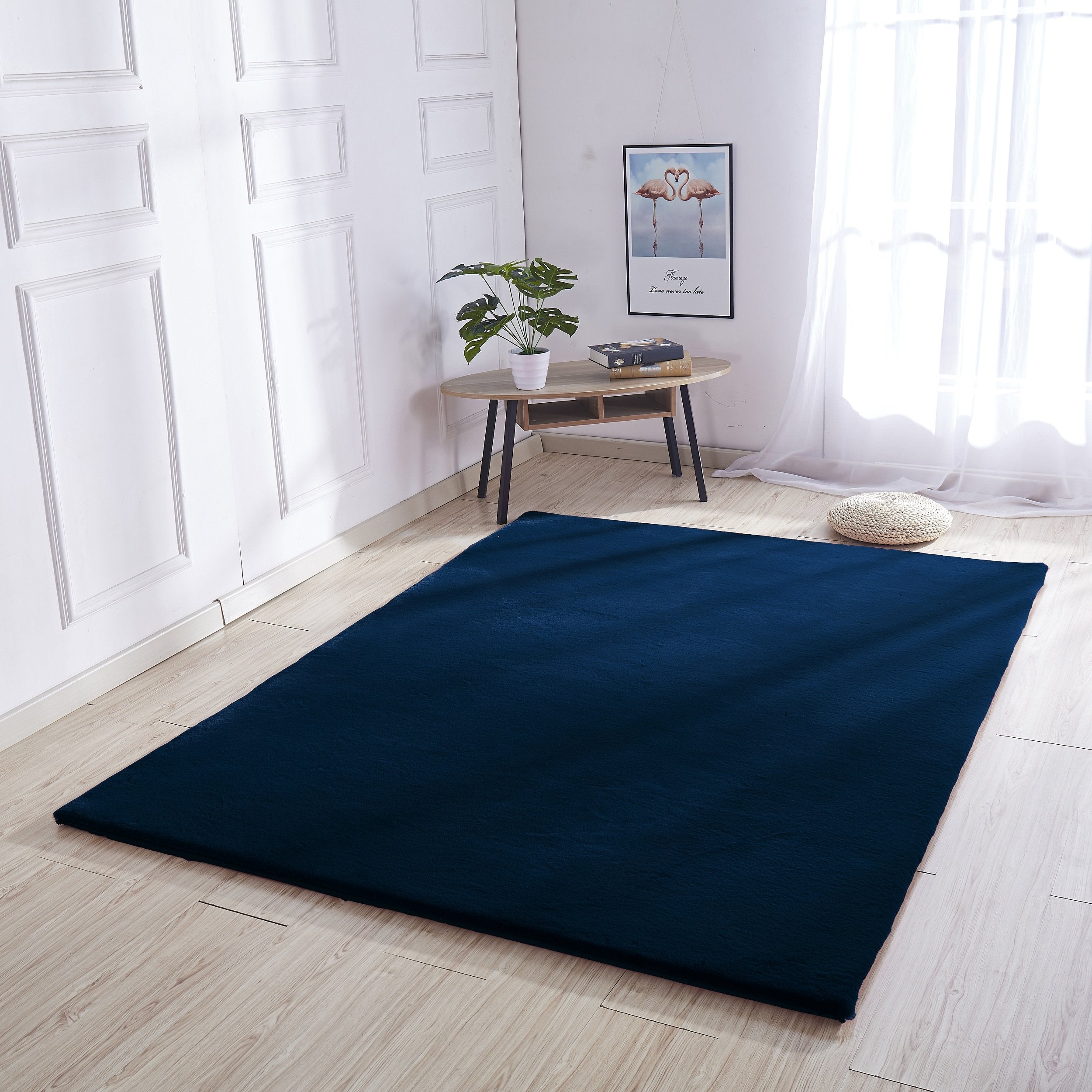 Soft Touch Faux Rabbit, Chinchilla Feel Solid Colors Area Rugs