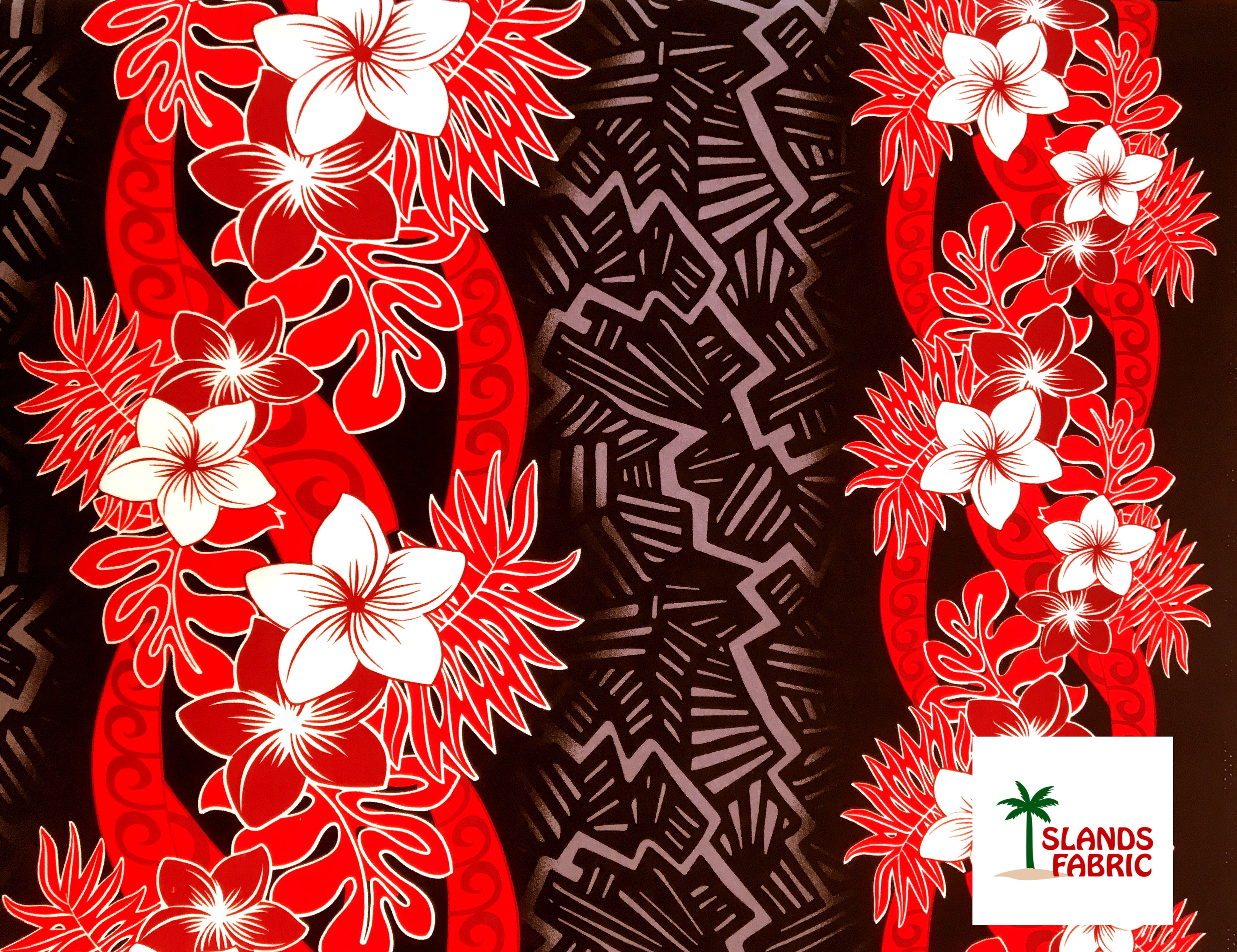 Triple Tropical Border Rayon Fabric | Islands Fabric