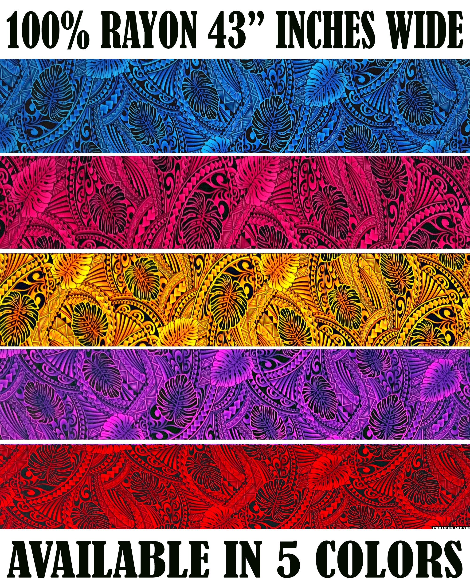 Traditional Tattoo Monstera Leaves Rayon Fabric | Islands Fabric
