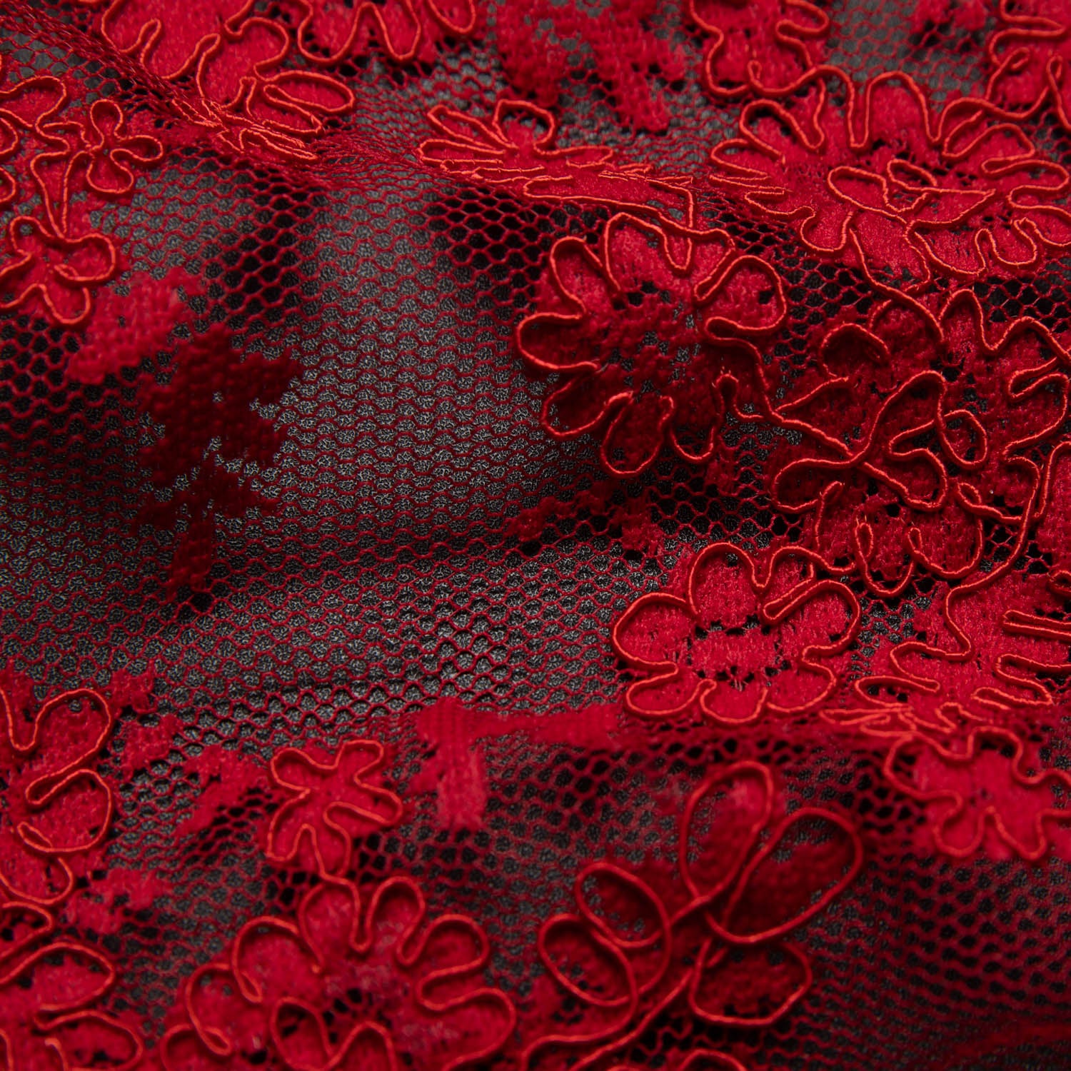 Re-Embroidered Lace Fabric with Cord and Extravagant Floral Design | Exquisite Fabric