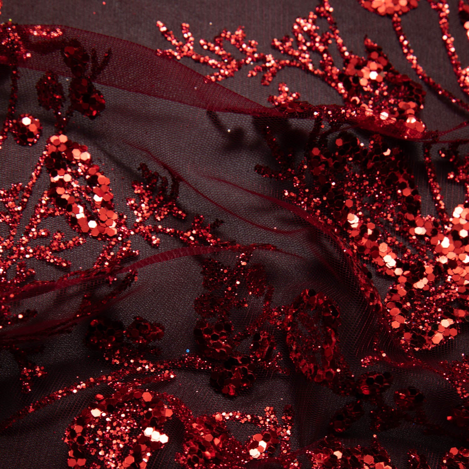Tulle Lace Fabric with Glitter and Floral Pattern 58" Wide | Exquisite Fabric