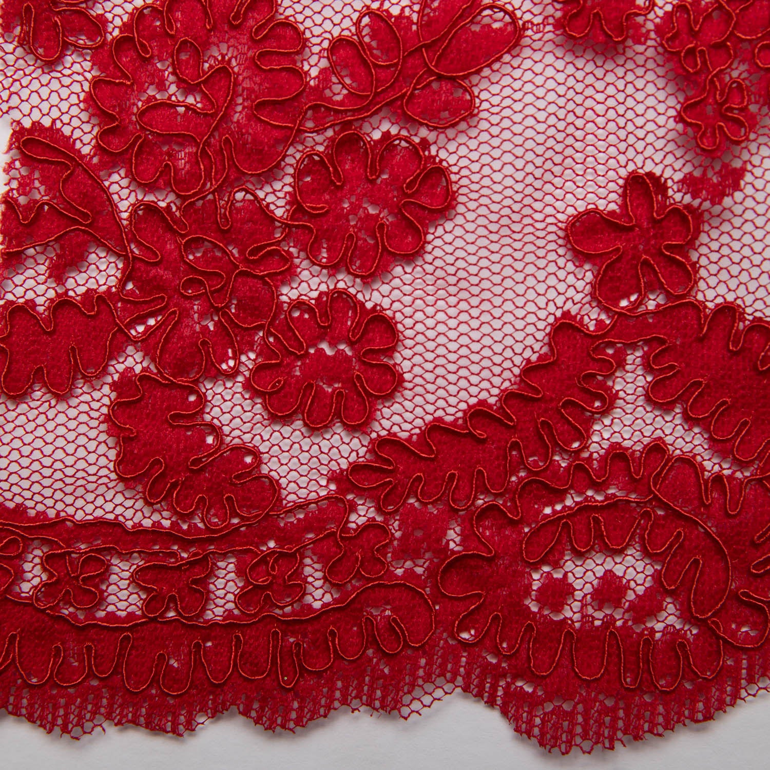 Re-Embroidered Lace Fabric with Cord and Extravagant Floral Design | Exquisite Fabric