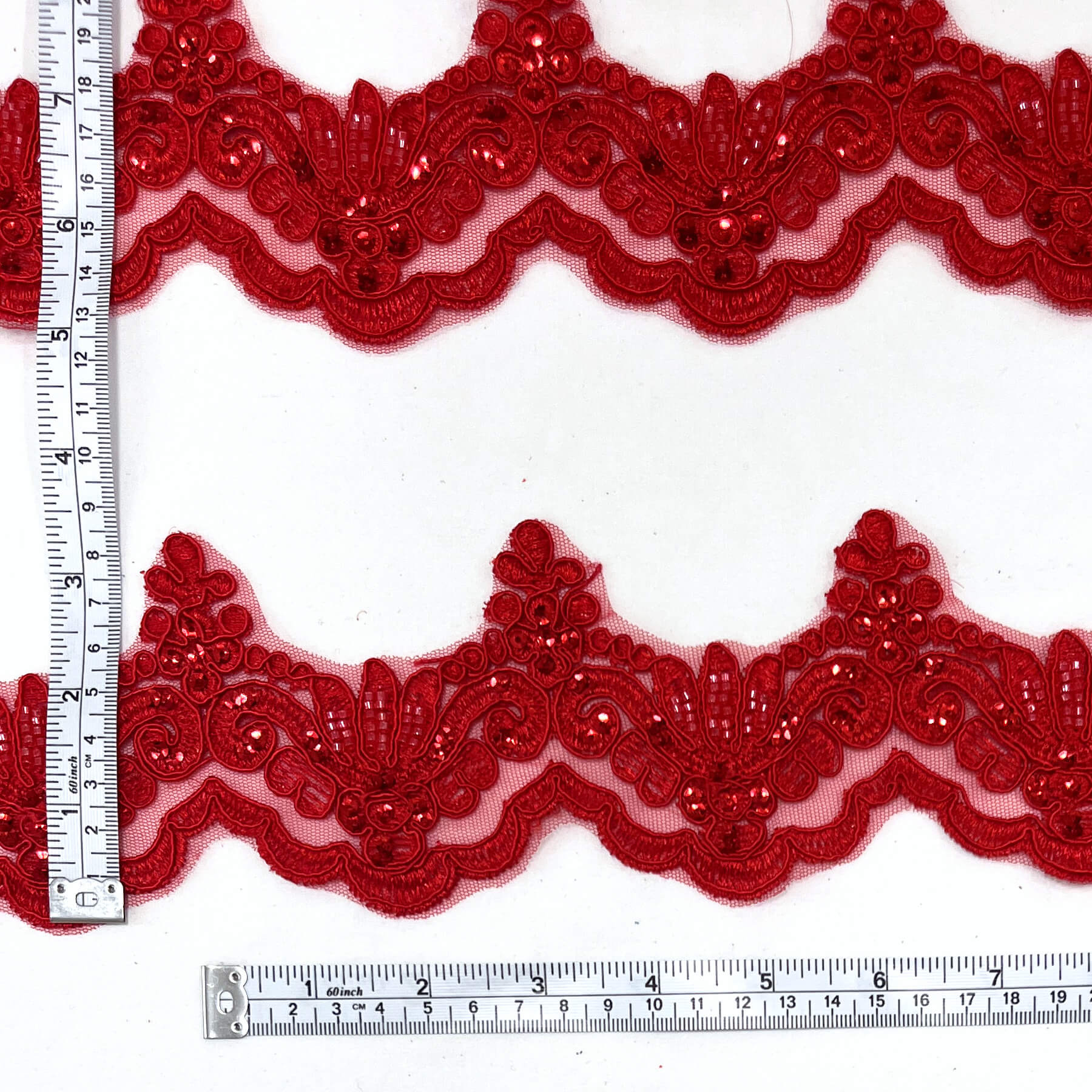 Beaded & Corded Lace Trimming Embroidered on 100% Polyester Net Mesh | Lace USA - KZ-34W-HB
