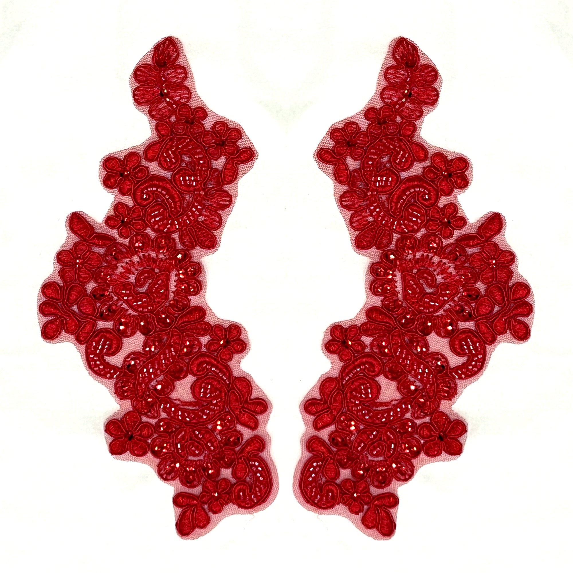 Beaded & Corded Floral Lace Applique Embroidered on 100% Polyester | Lace USA - KZ-25-HB