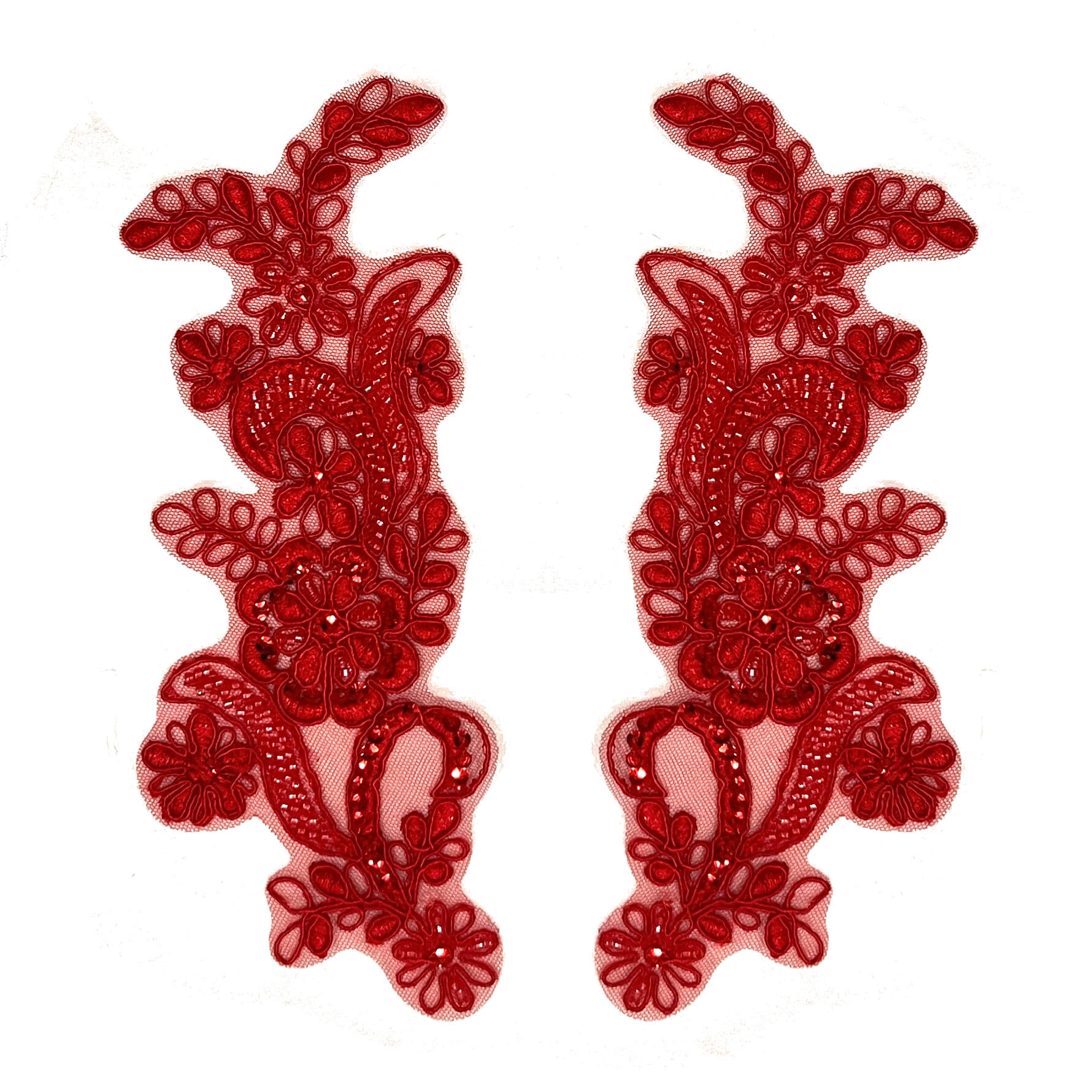 Beaded & Corded Floral Lace Applique Embroidered on 100% Polyester | Lace USA - KZ-67