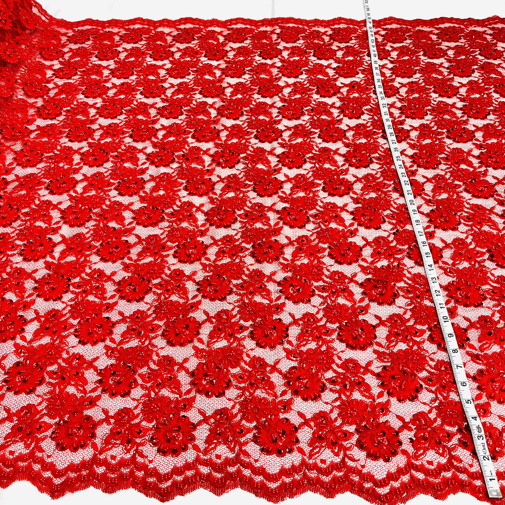 Beaded & Corded Lace Fabric Embroidered on 100% Polyester Net Mesh | Lace USA - 96028W-BP