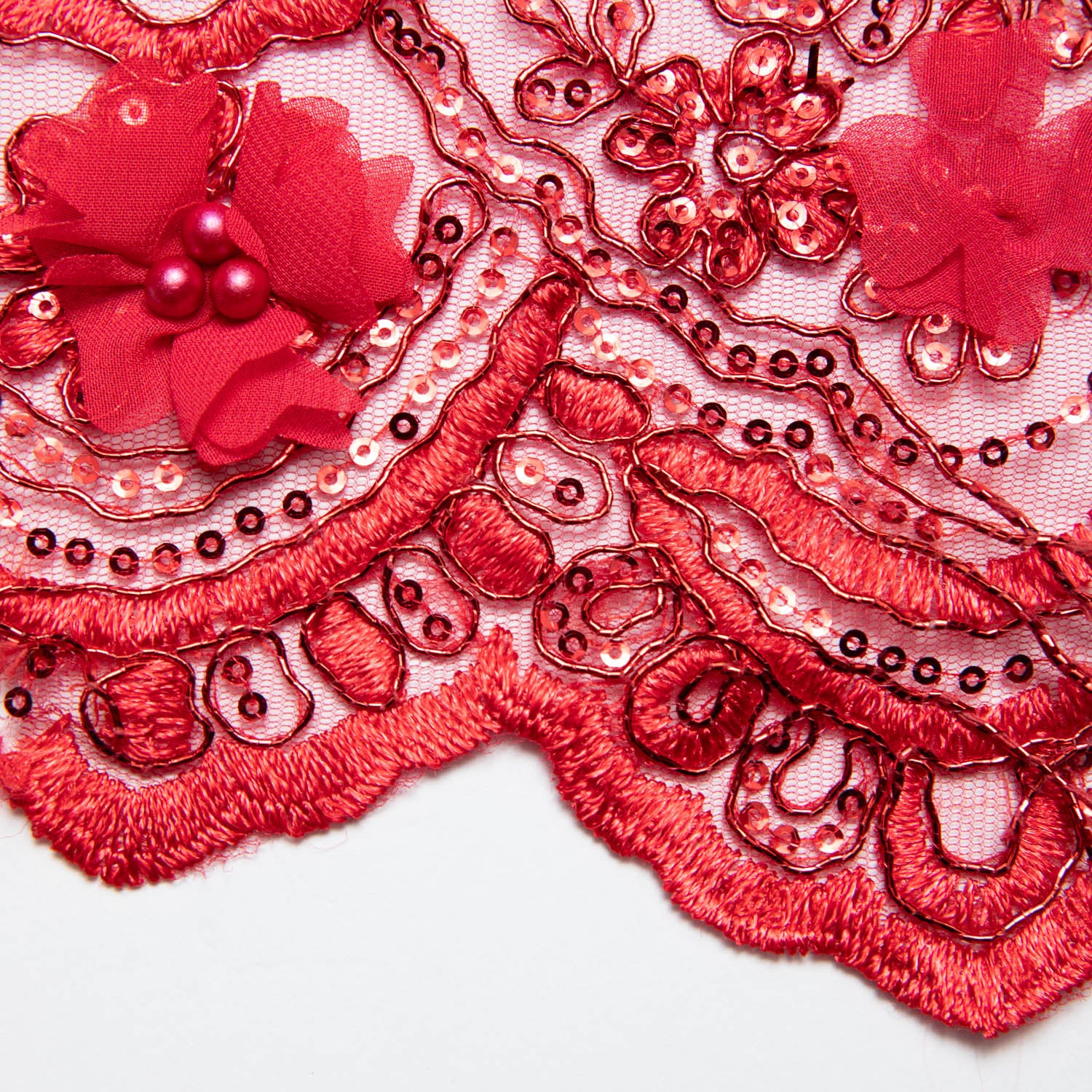 Tulle Lace Fabric Embroidered with Applique and Intricate 3D Pattern 52" Wide | Exquisite Fabric