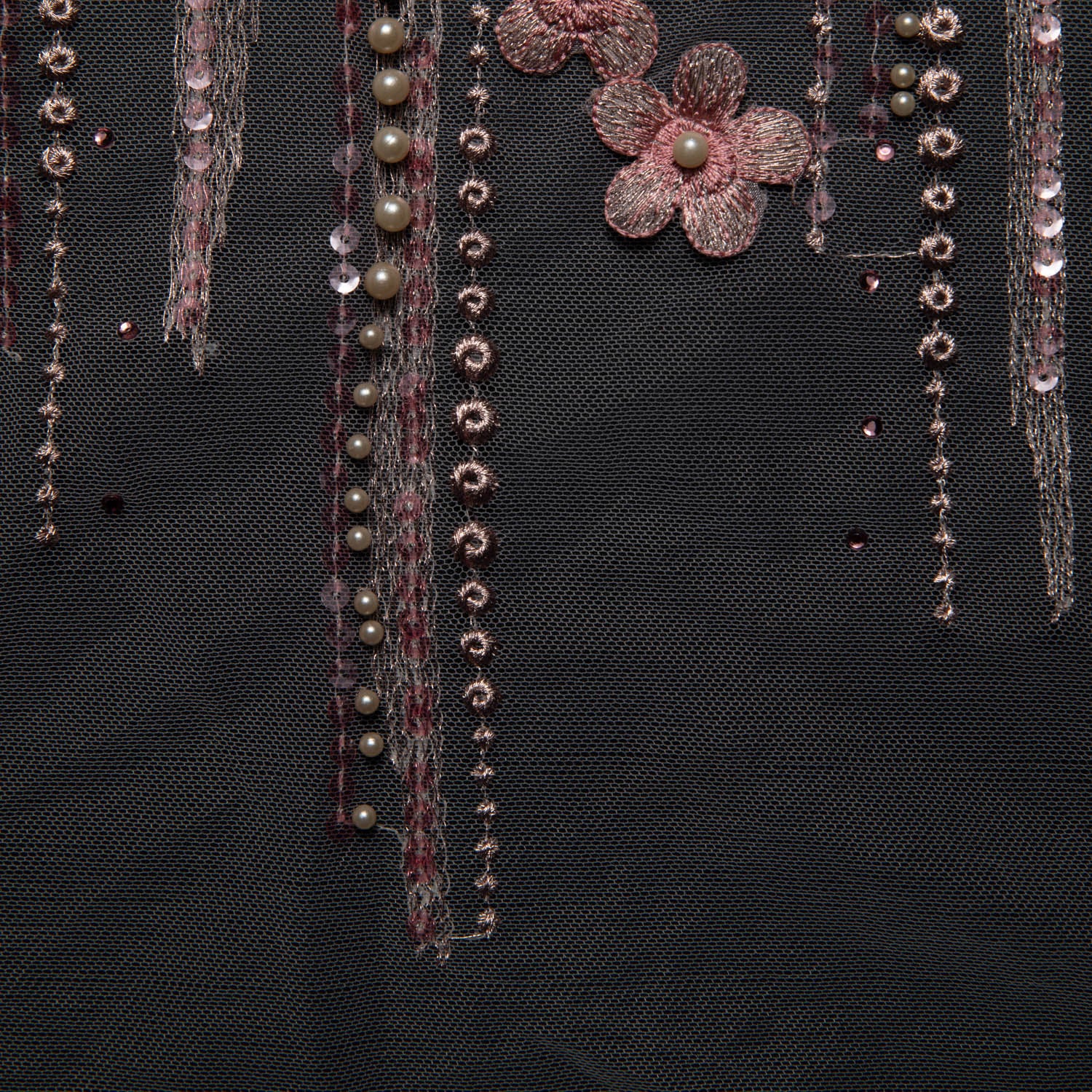 ROSE P/SOFT TULLE LACE FABRIC WITH SEQUINS AND APPLIQUE AND BEAUTIFUL 3D FLORAL DESIGN 52/54" WIDE | Exquisite Fabric