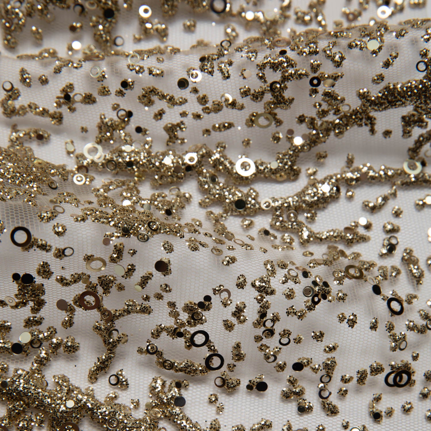 ROSE GOLD  P/SOFT LACE FABRIC GLITTER 56/58" WIDE | Exquisite Fabric