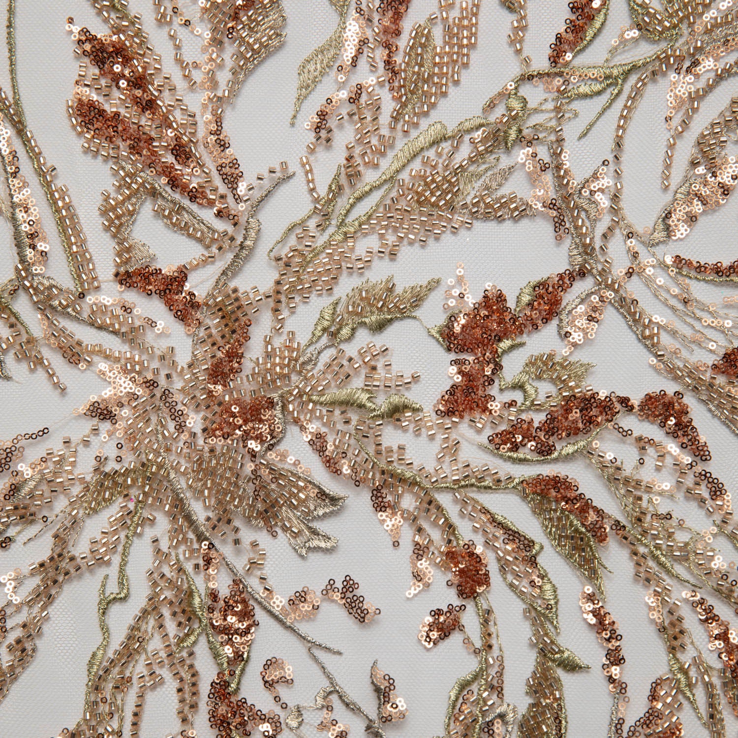 Tulle Lace Fabric Embroidered with Sequins and Beautiful Pattern 52" Wide | Exquisite Fabric