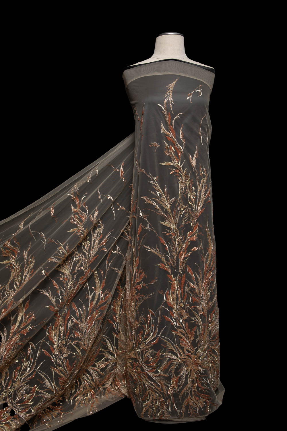 Tulle Lace Fabric Embroidered with Sequins and Beautiful Pattern 52" Wide | Exquisite Fabric