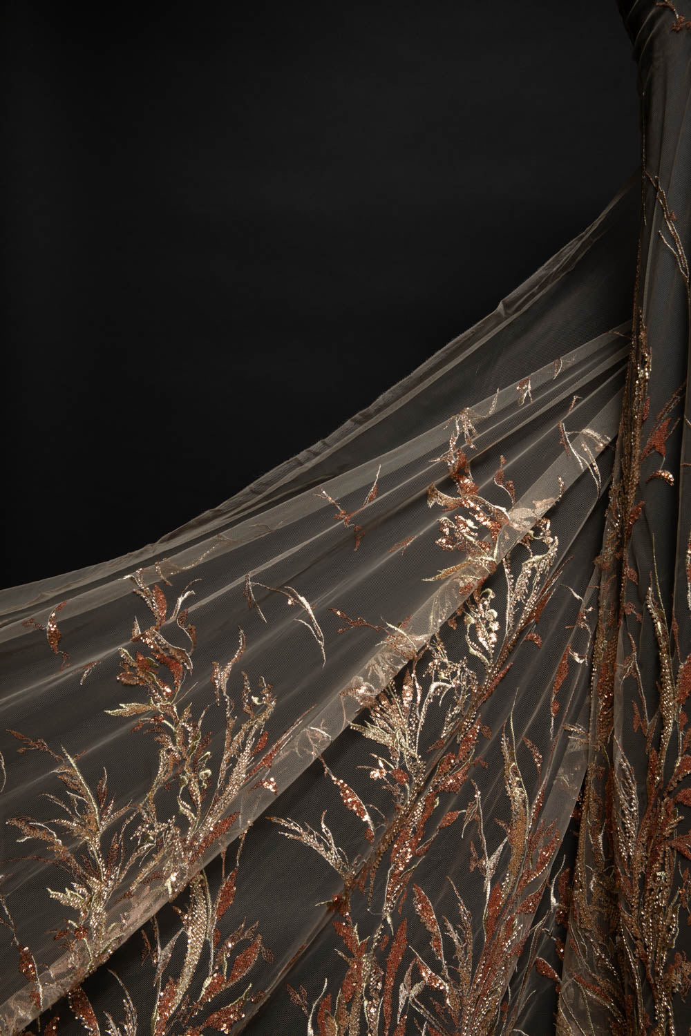Tulle Lace Fabric Embroidered with Sequins and Beautiful Pattern 52" Wide | Exquisite Fabric