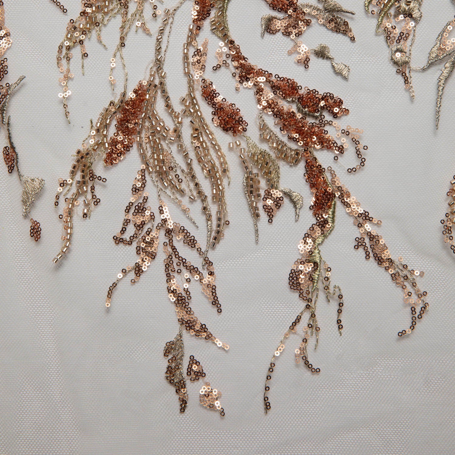 Tulle Lace Fabric Embroidered with Sequins and Beautiful Pattern 52" Wide | Exquisite Fabric